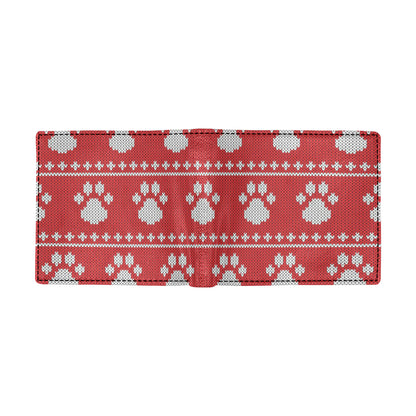Knit Paw Pattern Print Design 03 Men's ID Card Wallet