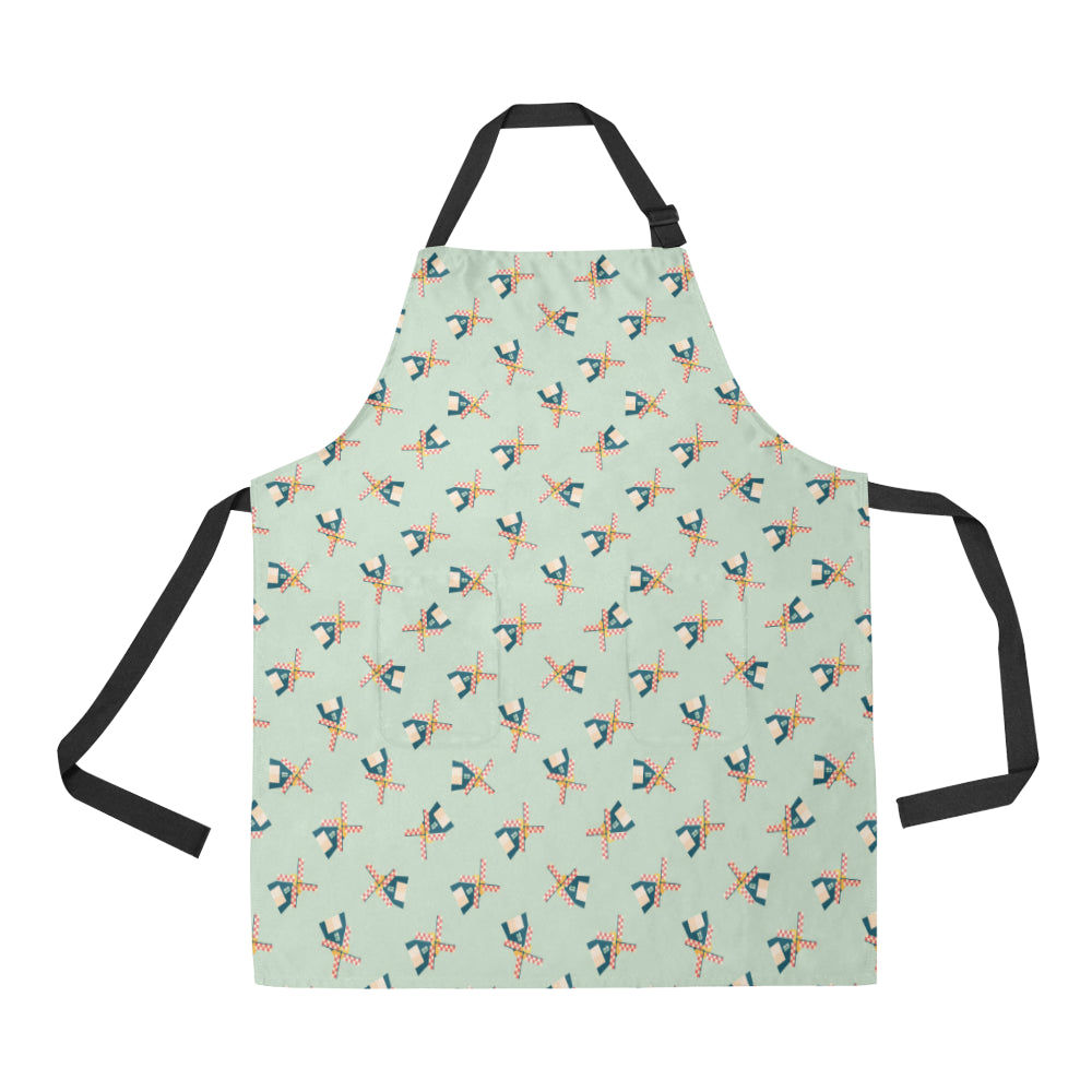 Windmill Pattern Print Design 02 Apron with Pocket