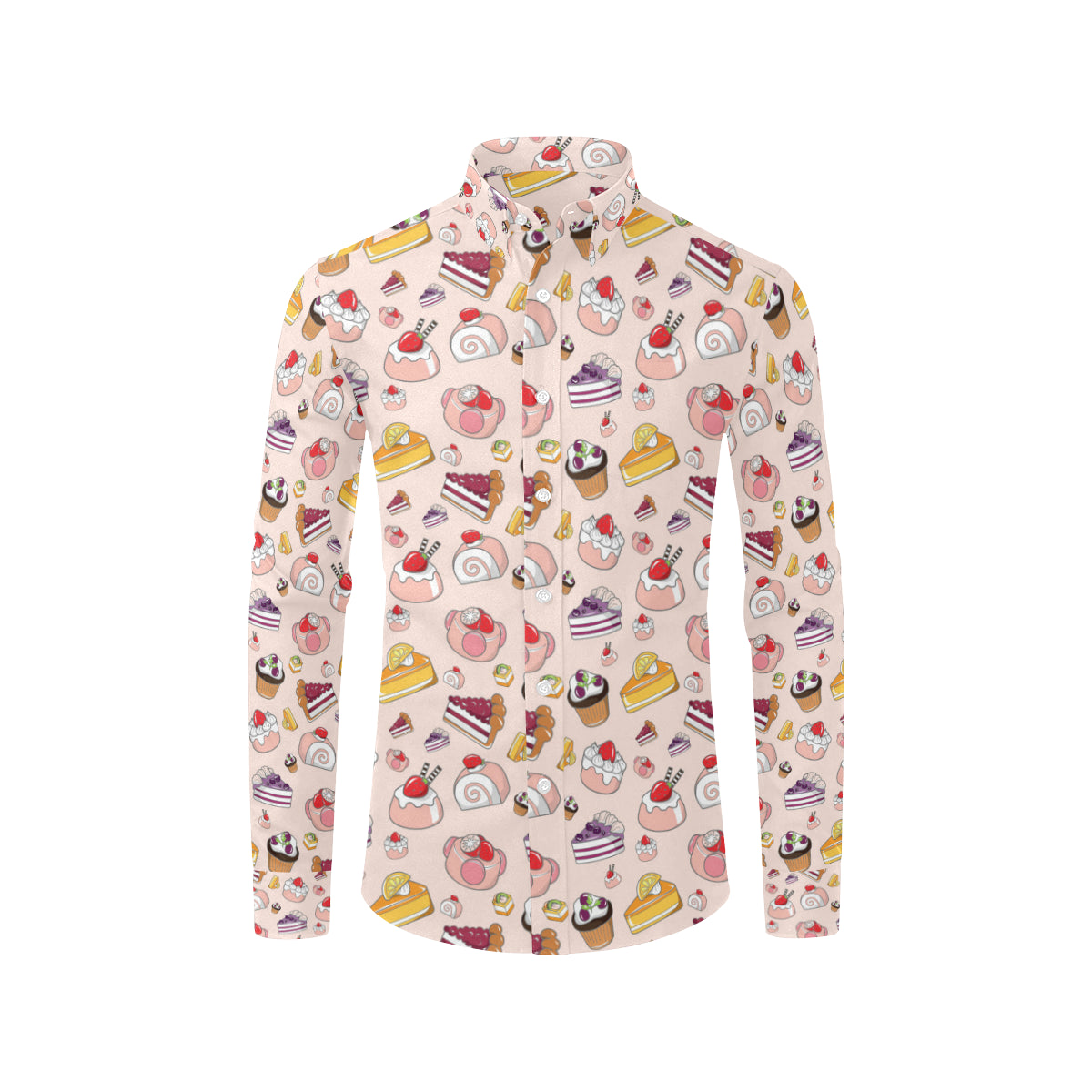 Cake Pattern Print Design 01 Men's Long Sleeve Shirt