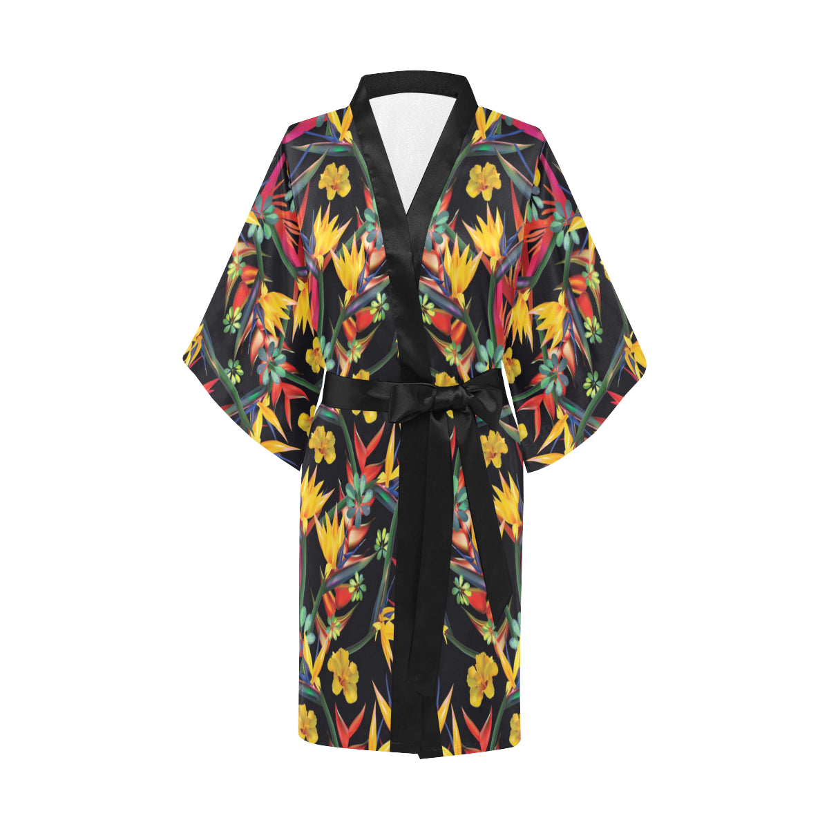 Bird Of Paradise Pattern Print Design BOP016 Women's Short Kimono