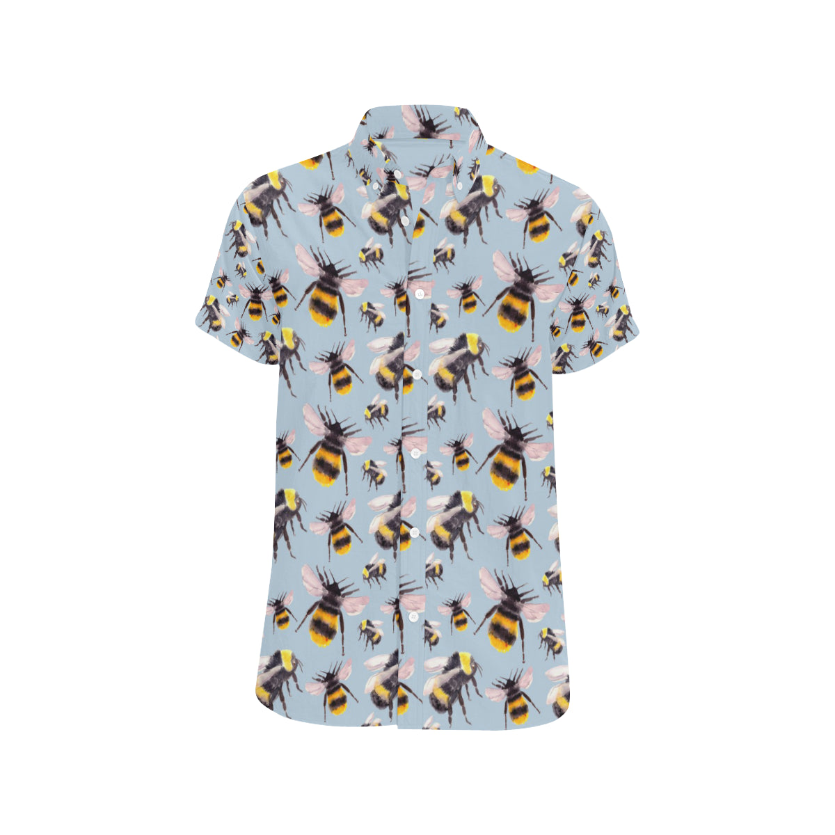 Bee Pattern Print Design BEE08 Men's Short Sleeve Button Up Shirt