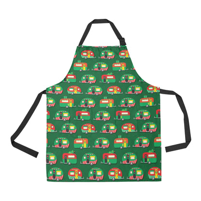 Camper Camping Christmas Themed Print Apron with Pocket