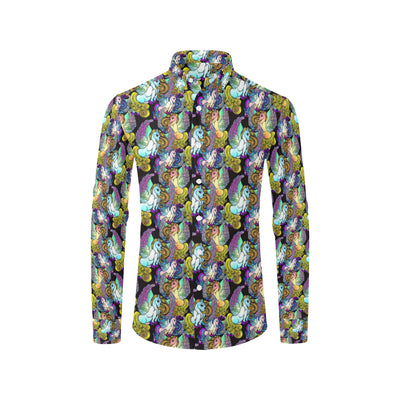 Unicorn With Wings Print Pattern Men's Long Sleeve Shirt