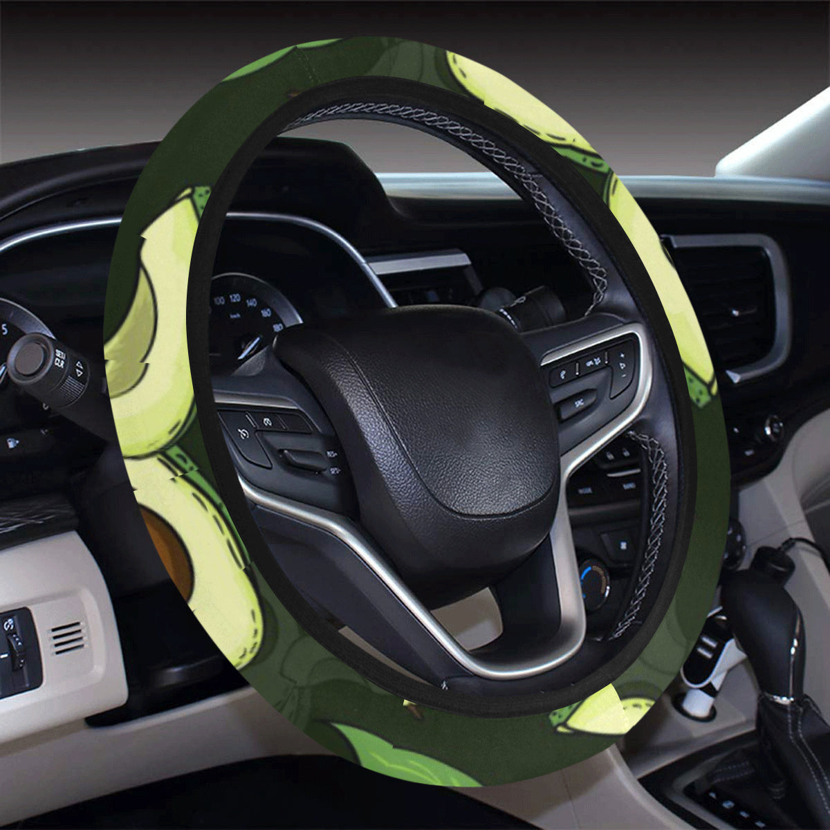 Avocado Pattern Print Design AC07 Steering Wheel Cover with Elastic Edge