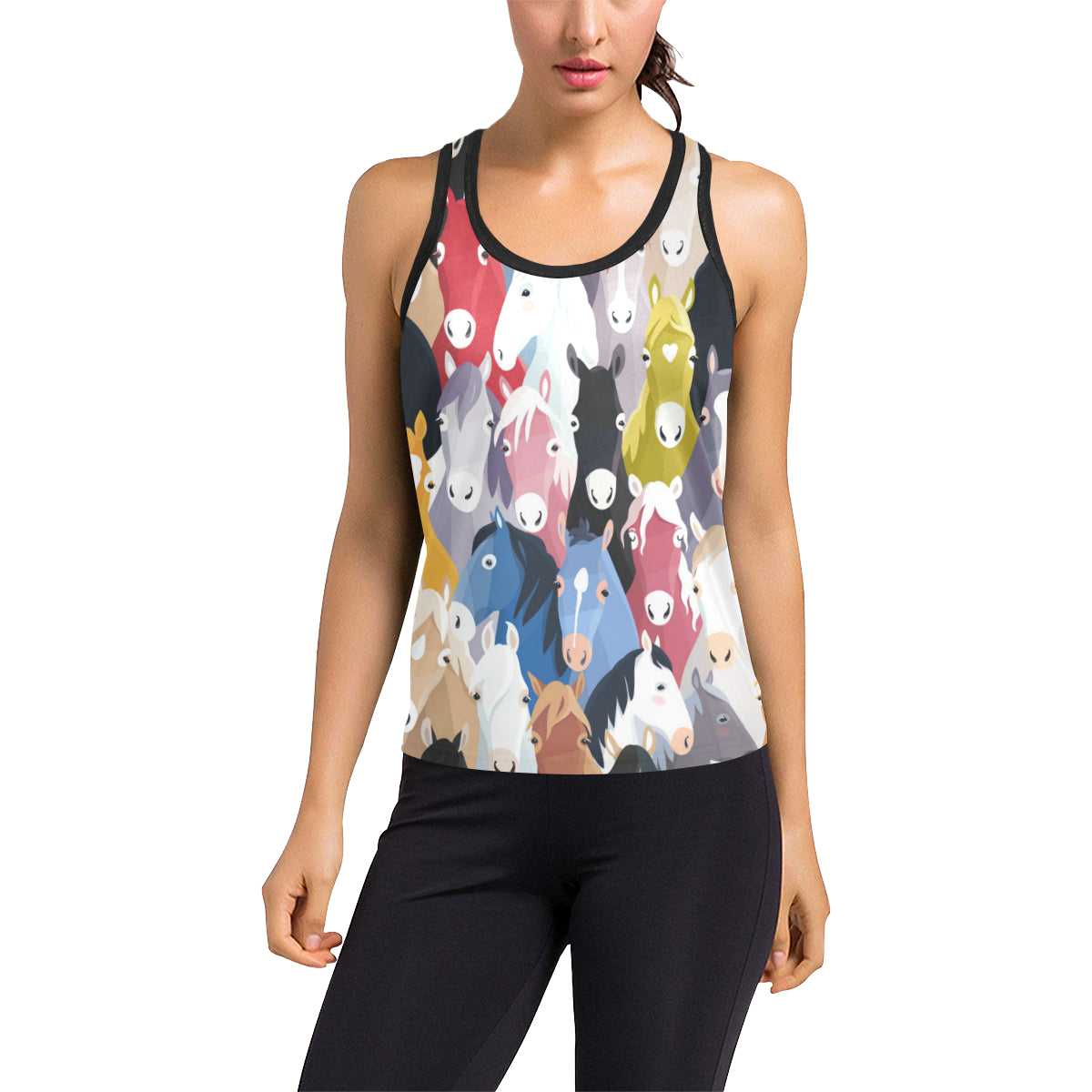 Colorful Horse Pattern Women's Racerback Tank Top