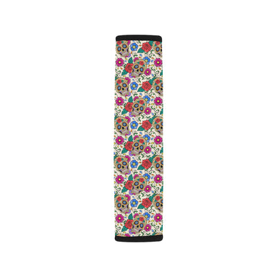 Sugar Skull Colorful Themed Print Car Seat Belt Cover