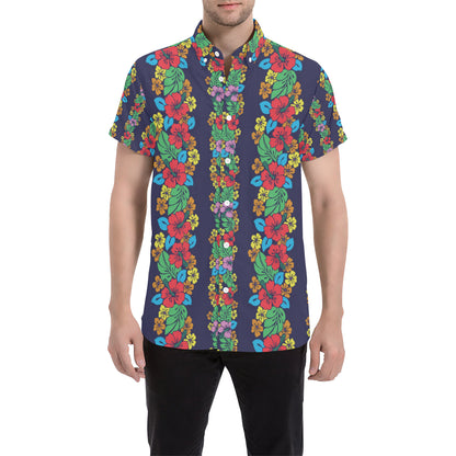 Hawaiian Themed Pattern Print Design H03 Men's Short Sleeve Button Up Shirt