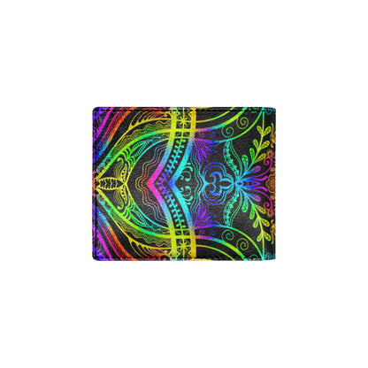 Neon Trible Rainbow Pattern Print Design A01 Men's ID Card Wallet