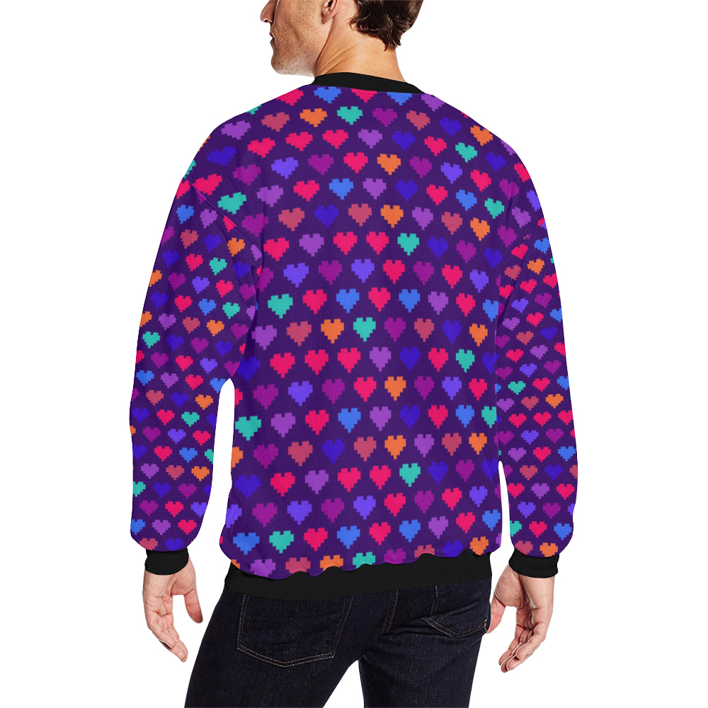 Heart Pixel Pattern Print Design HE03 Men Long Sleeve Sweatshirt