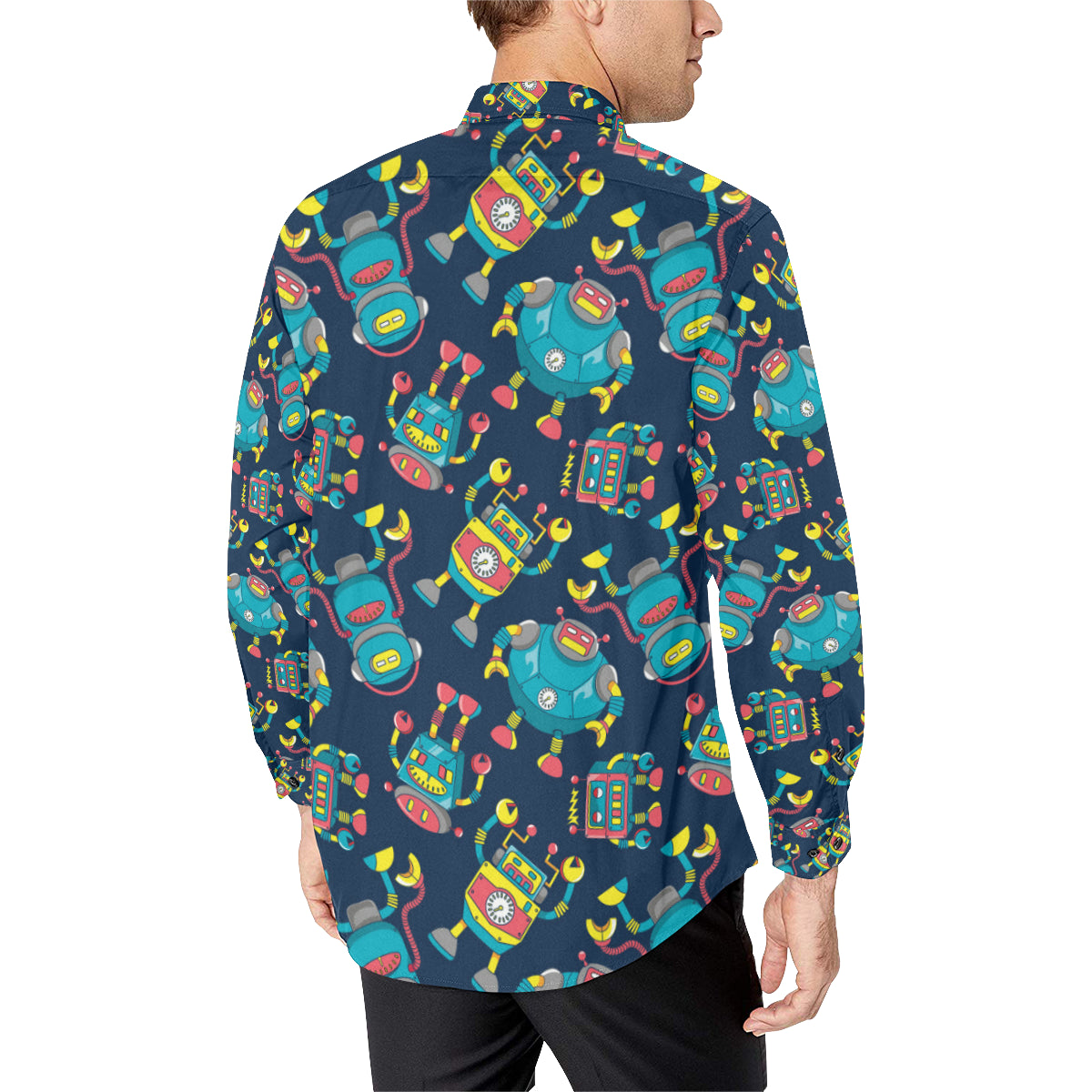 Robot Pattern Print Design A05 Men's Long Sleeve Shirt