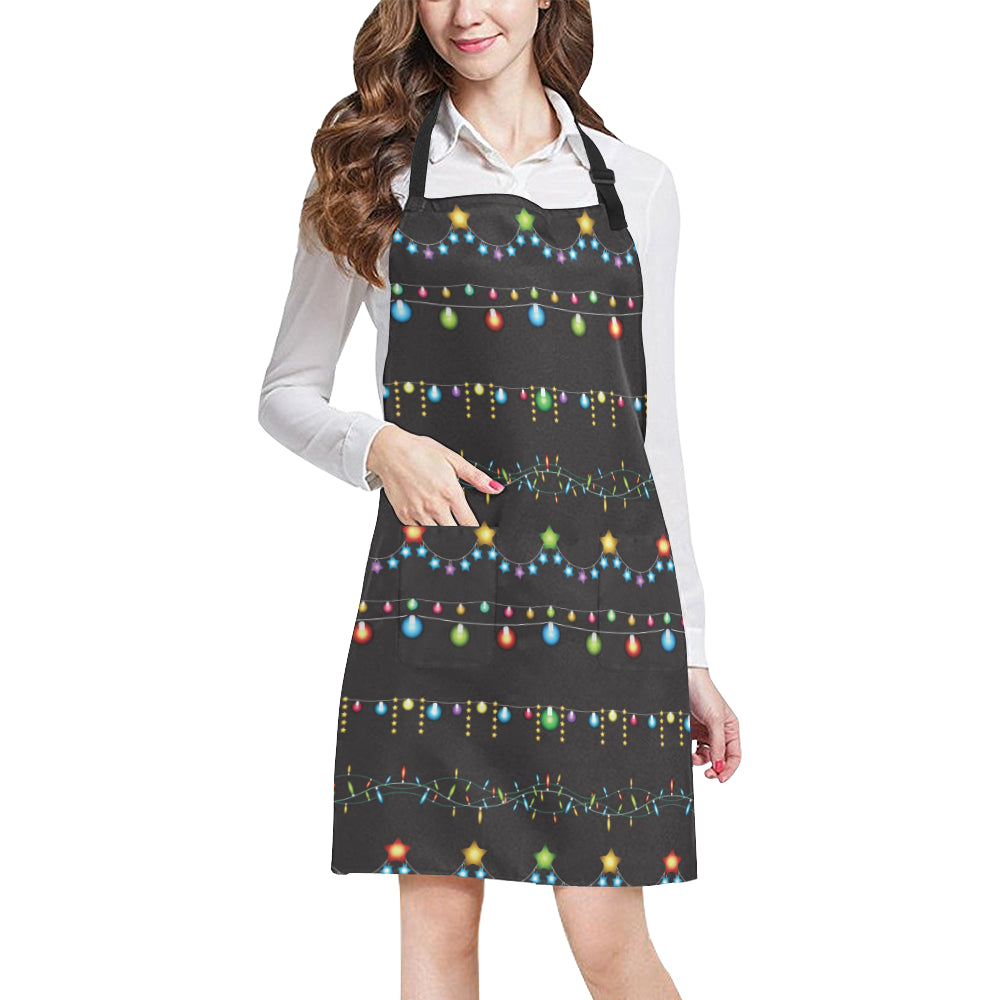 Christmas Light Pattern Print Design 01 Apron with Pocket