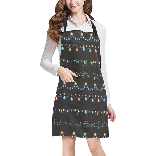 Christmas Light Pattern Print Design 01 Apron with Pocket