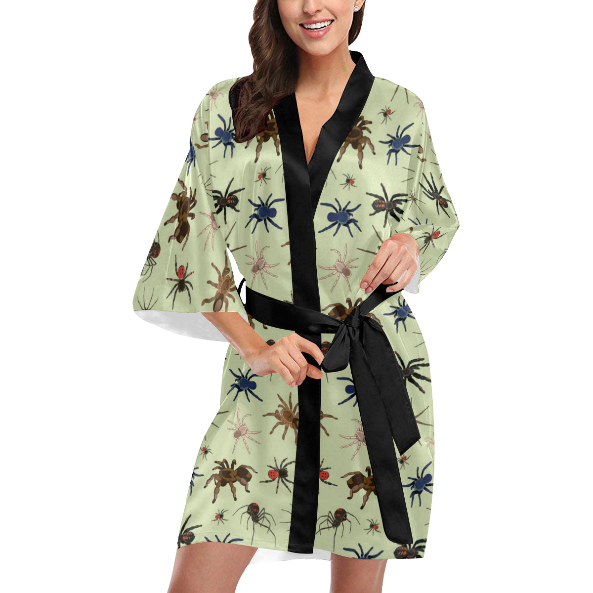 Tarantula Pattern Print Design 02 Women's Short Kimono