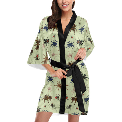 Tarantula Pattern Print Design 02 Women's Short Kimono