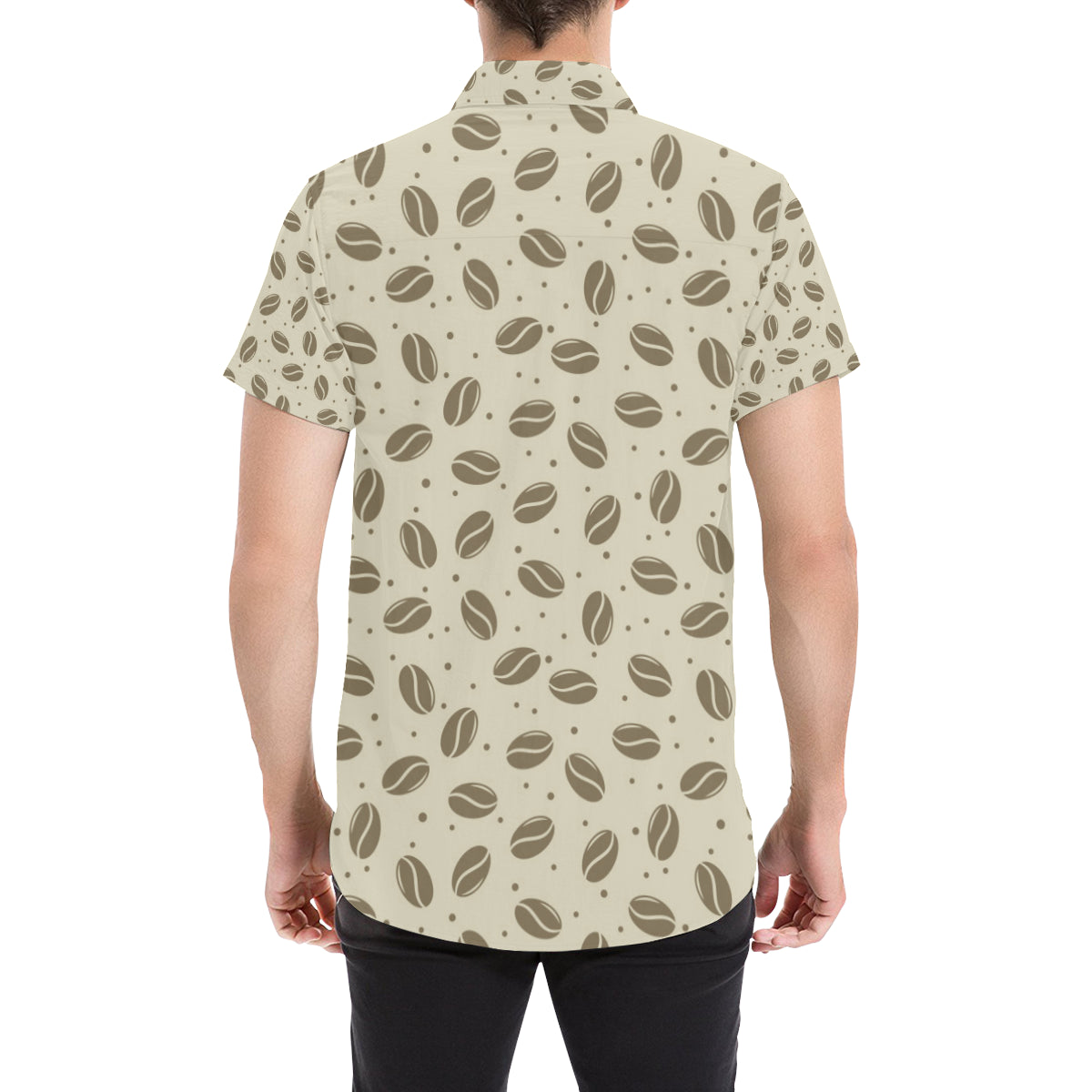 Coffee Pattern Print Design 02 Men's Short Sleeve Button Up Shirt