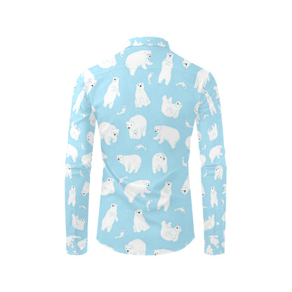 Polar Bear Pattern Print Design PB01 Men's Long Sleeve Shirt