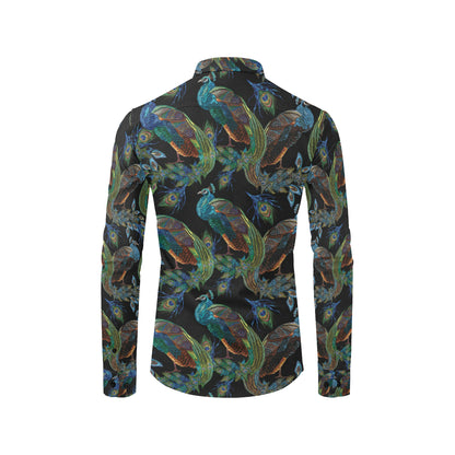 Peacock Pattern Print Design A04 Men's Long Sleeve Shirt
