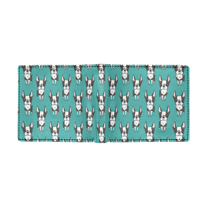 Boston Terrier Pattern Print Design 04 Men's ID Card Wallet