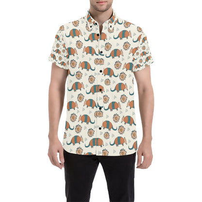 Armadillo Pattern Print Design 02 Men's Short Sleeve Button Up Shirt