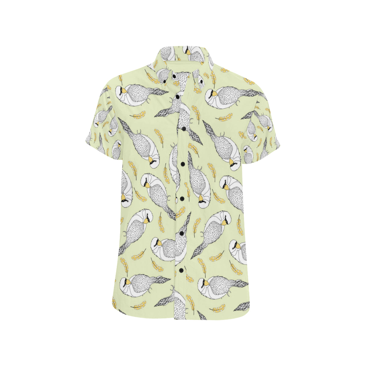 Parakeet Pattern Print Design A03 Men's Short Sleeve Button Up Shirt