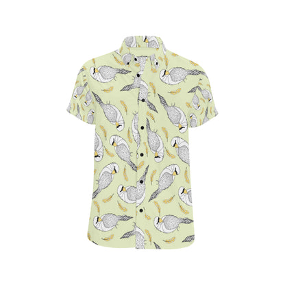 Parakeet Pattern Print Design A03 Men's Short Sleeve Button Up Shirt