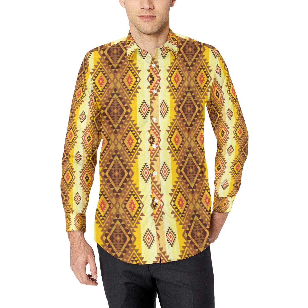 Native Pattern Print Design A09 Men's Long Sleeve Shirt