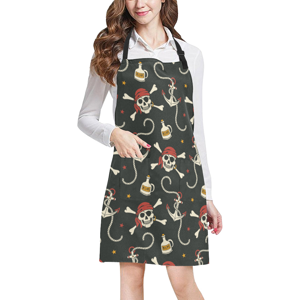 Pirate Pattern Print Design A02 Apron with Pocket