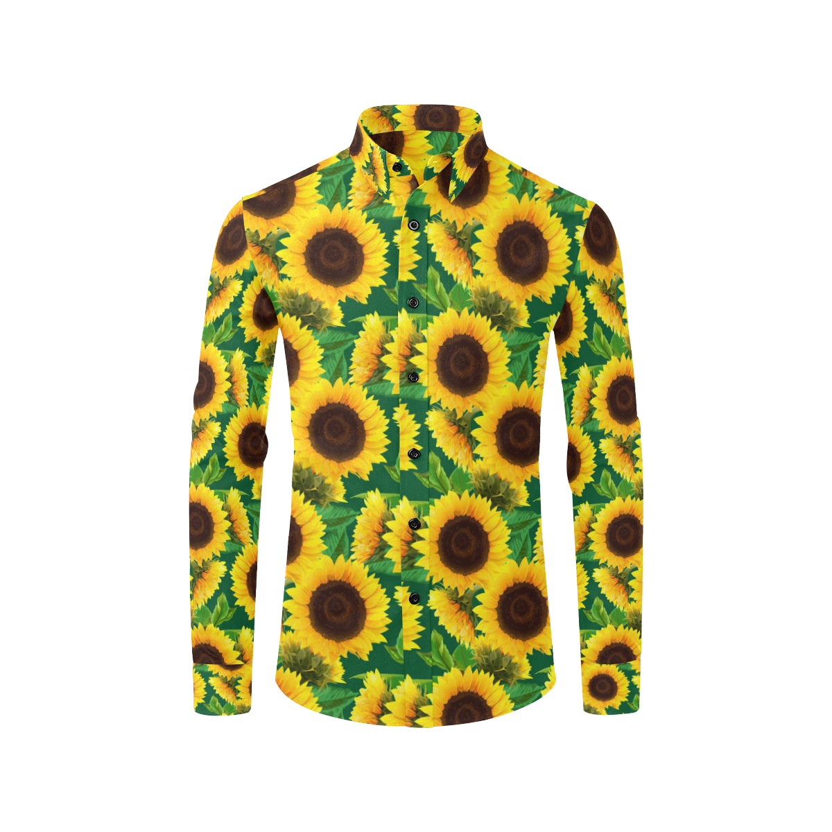Sunflower Pattern Print Design SF02 Men's Long Sleeve Shirt