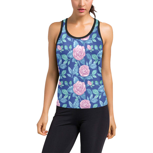 Camellia Pattern Print Design CM05 Women's Racerback Tank Top