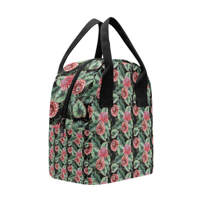 Dahlia Pattern Print Design DH06 Insulated Lunch Bag
