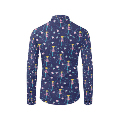 Fairy Cartoon Style Print Pattern Men's Long Sleeve Shirt