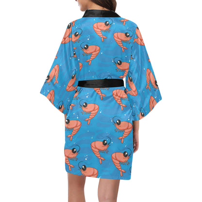 Prawn Cute Pattern Print Design 03 Women's Short Kimono