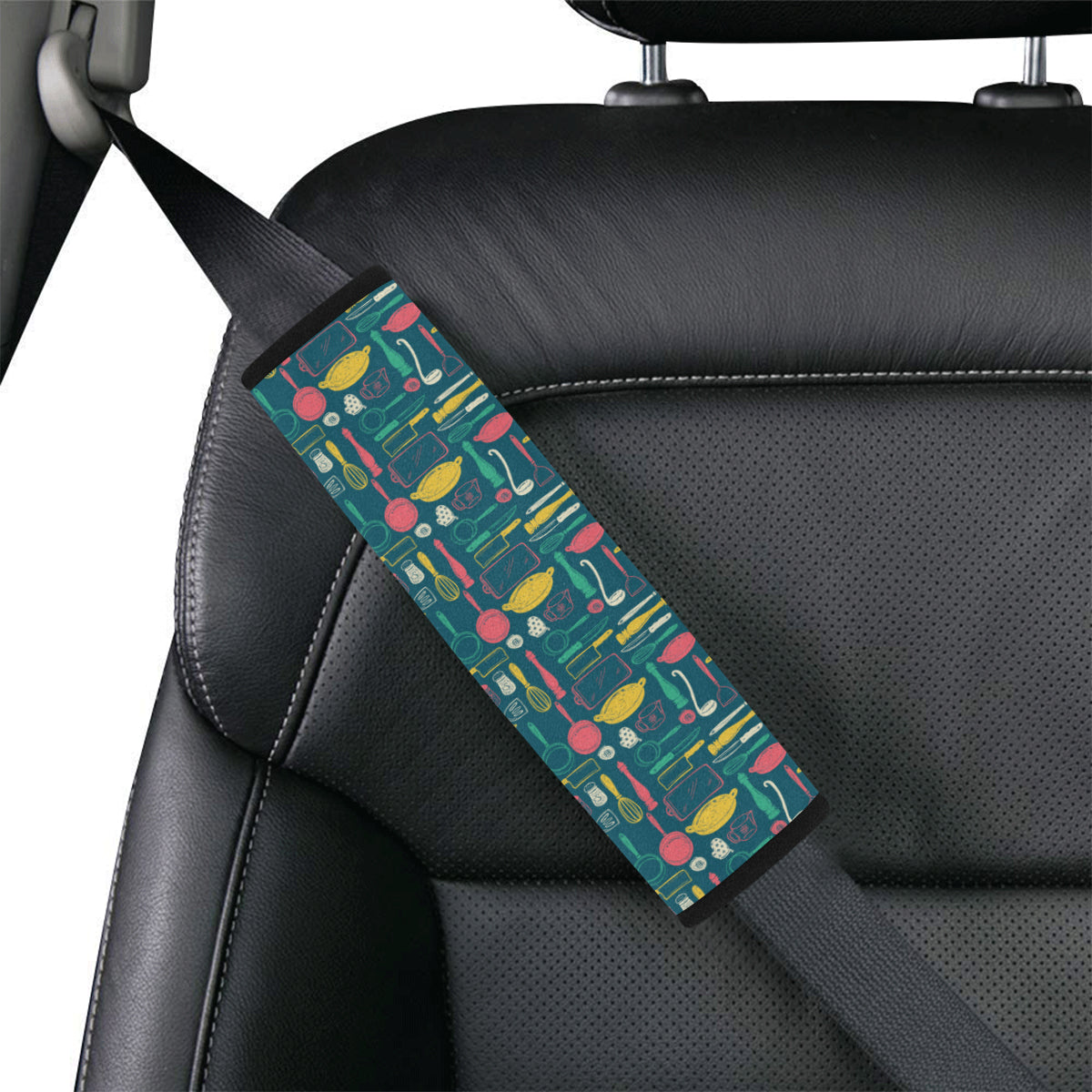 Cooking Kitchen Tools Pattern Print Design 01 Car Seat Belt Cover