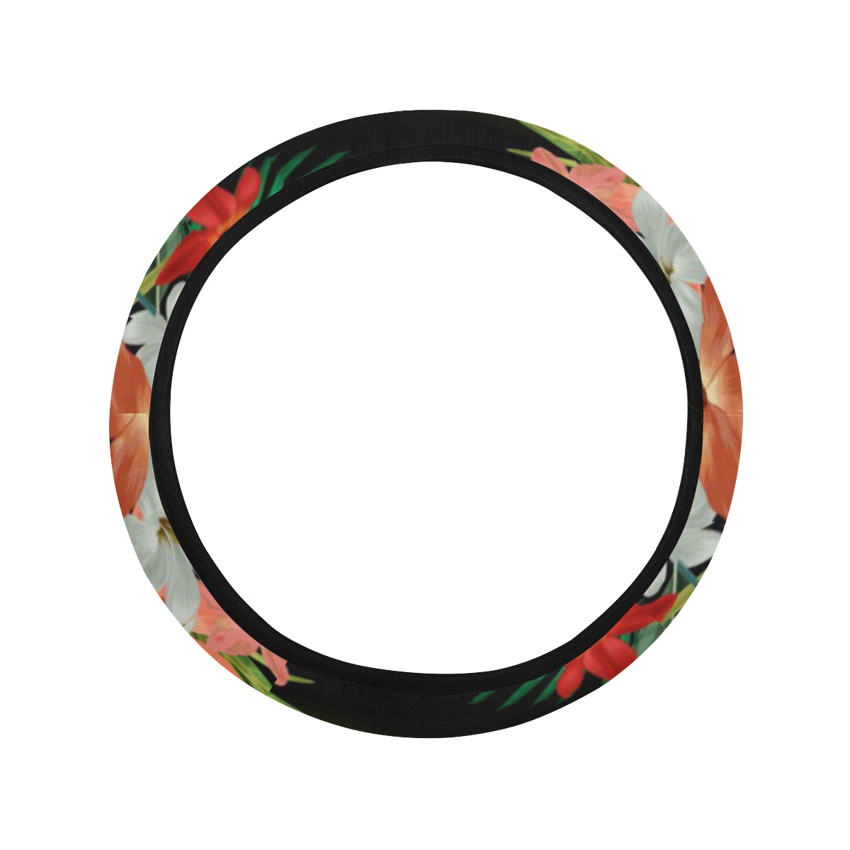 Amaryllis Pattern Print Design AL07 Steering Wheel Cover with Elastic Edge
