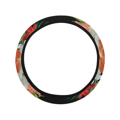 Amaryllis Pattern Print Design AL07 Steering Wheel Cover with Elastic Edge