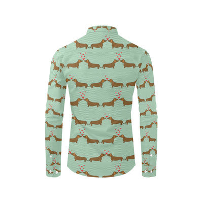 Dachshund Pattern Print Design 02 Men's Long Sleeve Shirt