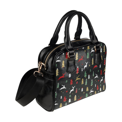 Christmas Tree Deer Style Pattern Print Design 03 Shoulder Handbag