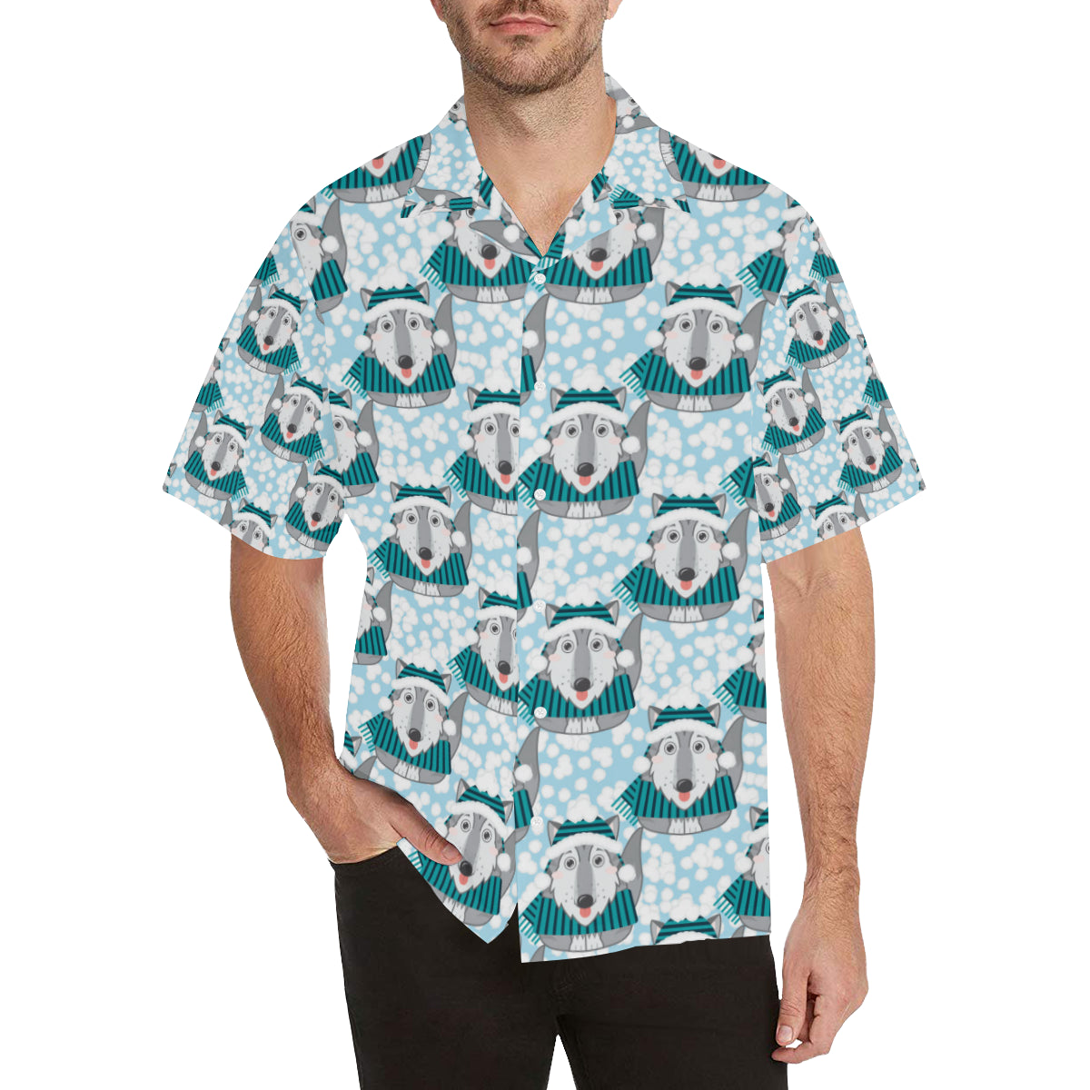 Alaskan Malamute Pattern Print Design 01 Men's Hawaiian Shirt