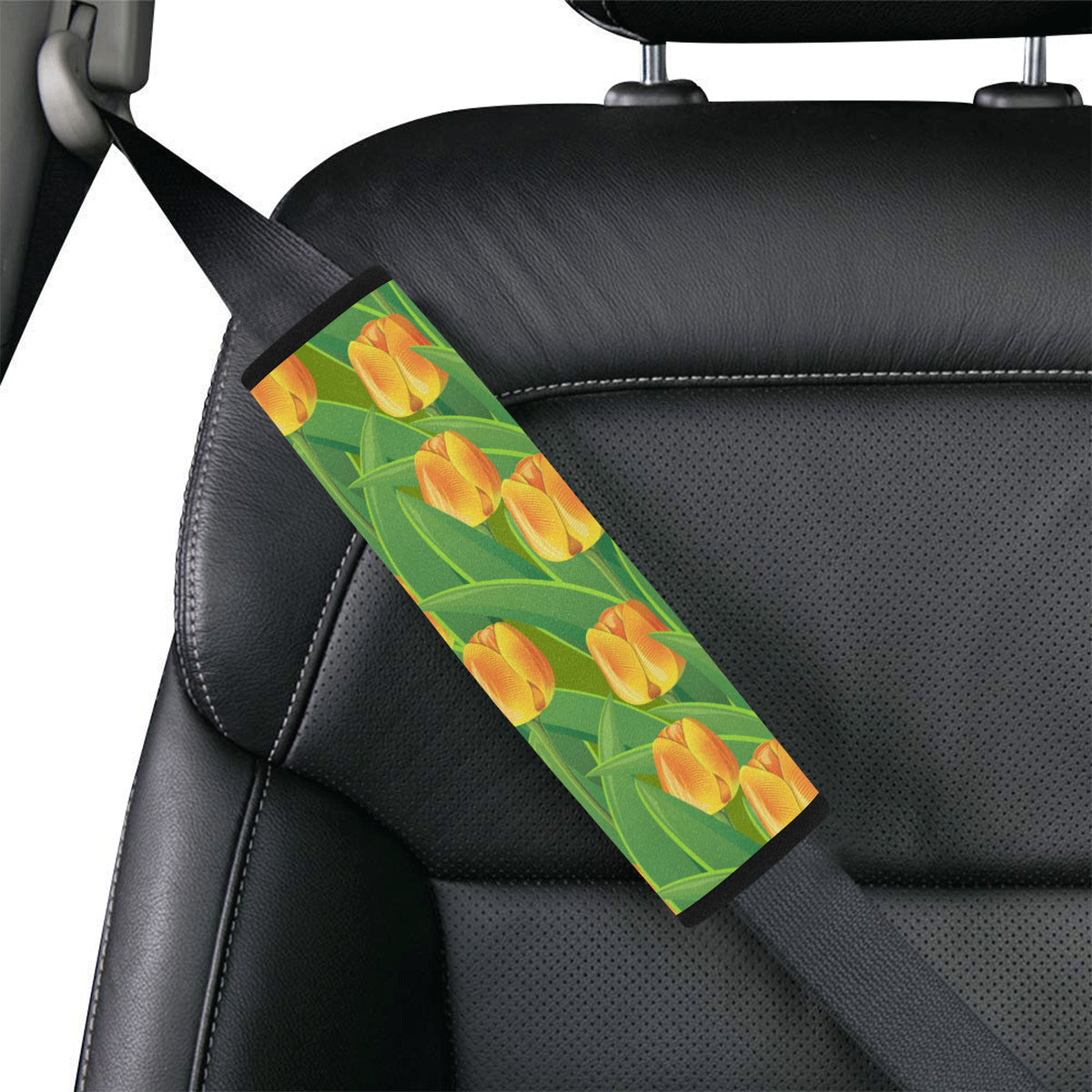 Tulip Orange Pattern Print Design TP07 Car Seat Belt Cover