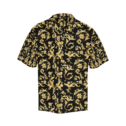 Baroque Golden Pattern Print Design 04 Men's Hawaiian Shirt