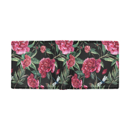 Peony Pattern Print Design PE04 Men's ID Card Wallet