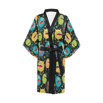 Monster Pattern Print Design 01 Women's Short Kimono