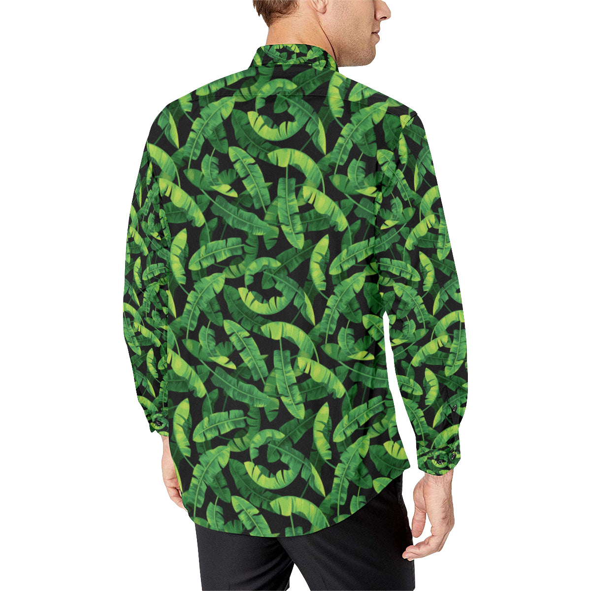 Banana Leaf Pattern Print Design 02 Men's Long Sleeve Shirt