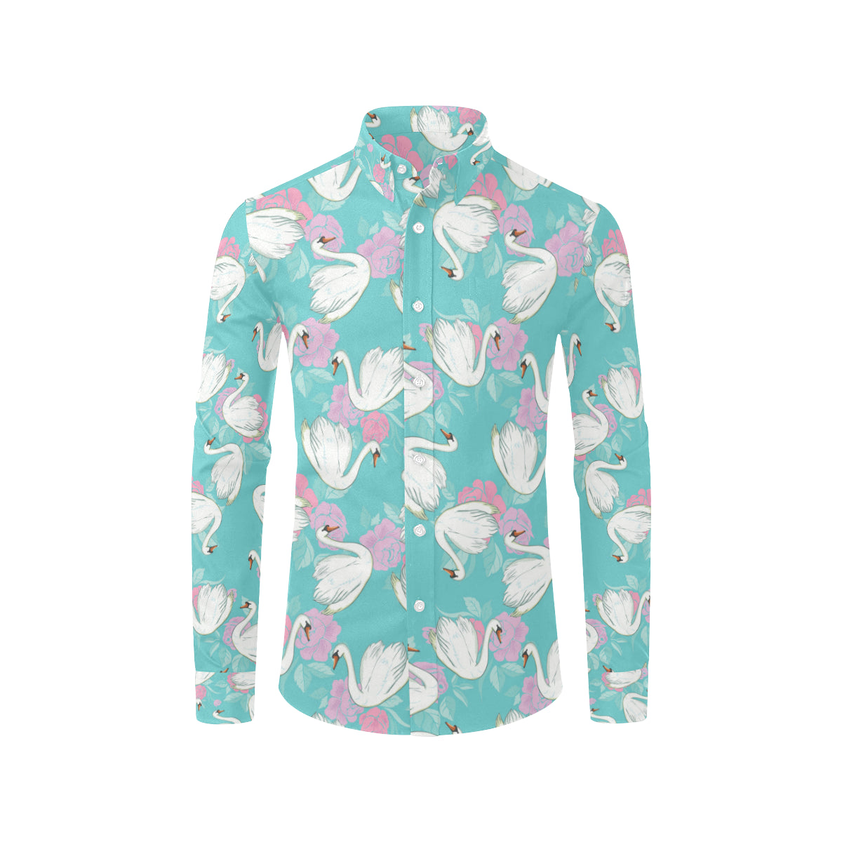 Swan Pattern Print Design 03 Men's Long Sleeve Shirt