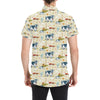 Cow Farm Design Print Men's Short Sleeve Button Up Shirt