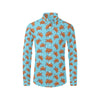 Brow Sea Turtle Print Pattern Men's Long Sleeve Shirt