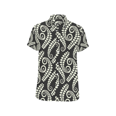 Fern Leave Print Pattern Men's Short Sleeve Button Up Shirt