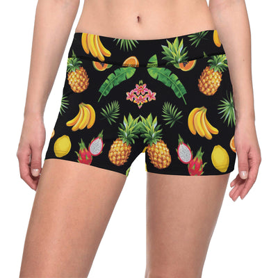 Tropical Fruits Pattern Print Design TF03 Yoga Shorts