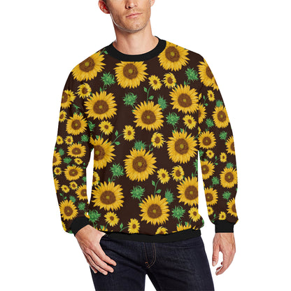 Sunflower Pattern Print Design SF01 Men Long Sleeve Sweatshirt