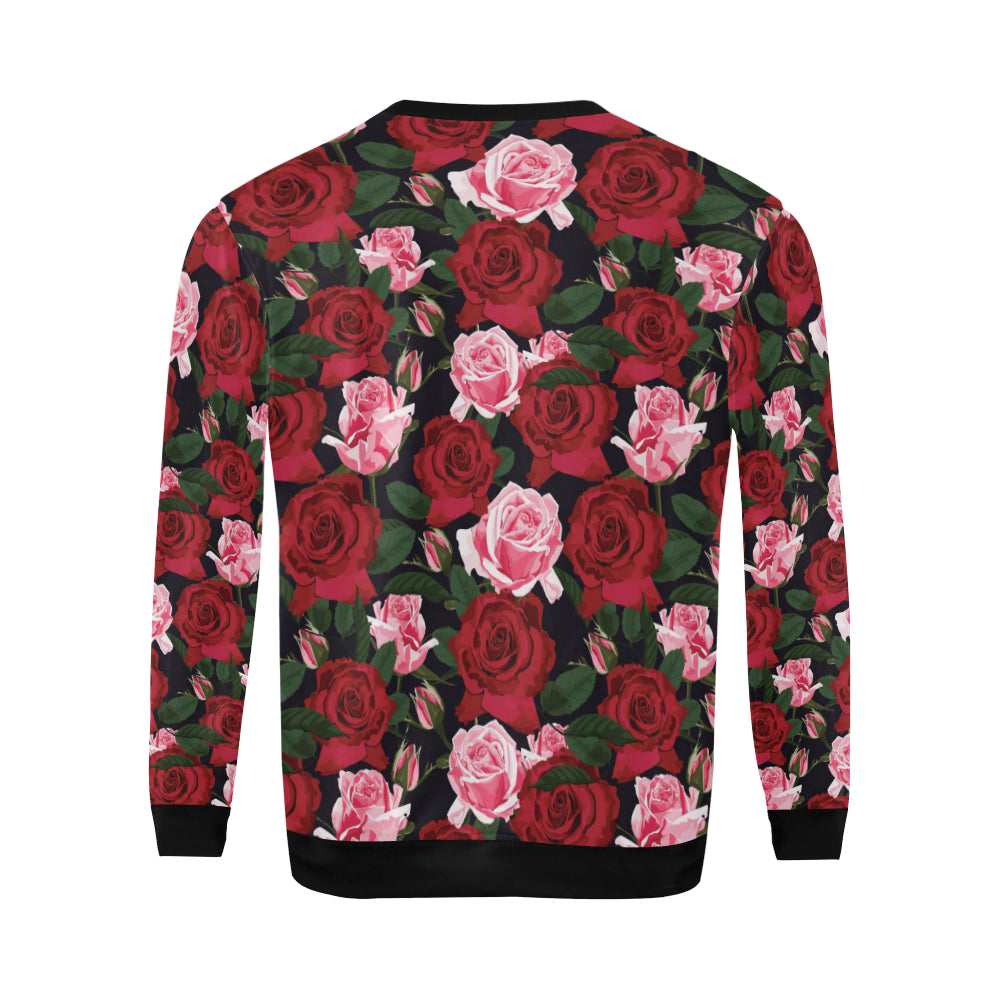 Rose Red Pink Pattern Print Design RO01 Men Long Sleeve Sweatshirt